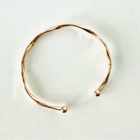 NEW NORDSTROM REVOLVE Gold Ball Slim Band Twisted Bracelet Bangle Cuff Jewelry - Picture 5 of 12